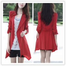 Primavera Outono Moda Barato Estilo Longo Vermelho Mulher Trench Coat